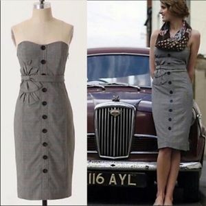 Anthro  Floreat  Strapless  Plaid  Dress